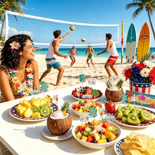 Beach Themed Cocktail Picks - 100pcs Bamboo Food Sticks for Appetizers & Charcuterie