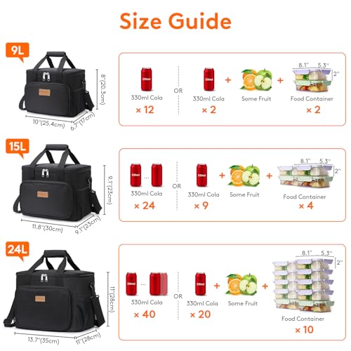 Lifewit Medium Lunch Bag, Insulated Box, Soft Cooler Cooling Tote for