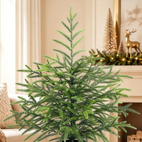 4 Ft Real Touch Norfolk Pine Christmas Tree with Lights - Yastouay, Tabletop