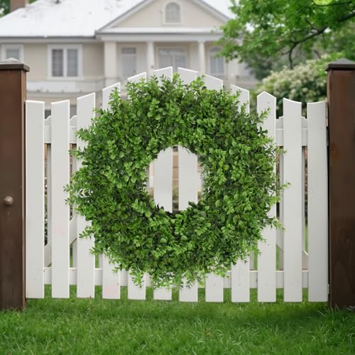 26-Inch Artificial Boxwood Wreath for Front Door - All-Season Greenery