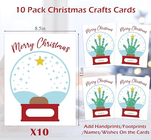 Christmas Handprint Art Cards 10-Pack - DIY Finger Paint Greeting Cards for Kids