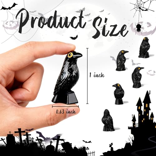 50-Piece Mini Resin Crow Figurines for Halloween & Micro Landscape