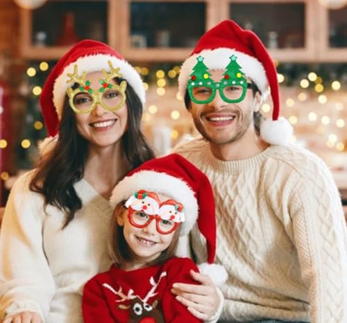 Christmas Glasses 12-Pack Festive Holiday Costume Eyewear for Parties & Photo Booths