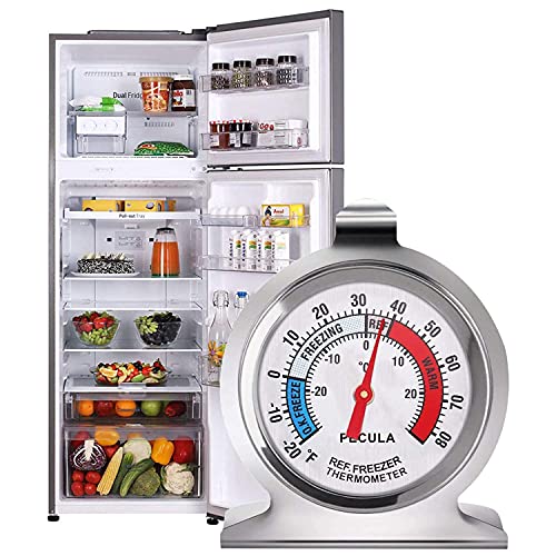 Refrigerator & Freezer Thermometer 2-Pack - Stainless Steel Large Dial