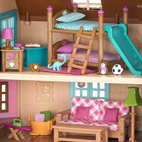 Miniature Bunk Bed Bedroom Playset, 18-Piece Dollhouse Furniture