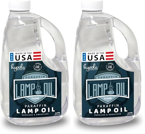 Hyoola Liquid Paraffin Lamp Oil 2L Pack of 2 Smokeless Odorless Fuel for Indoor & Outdoor Use