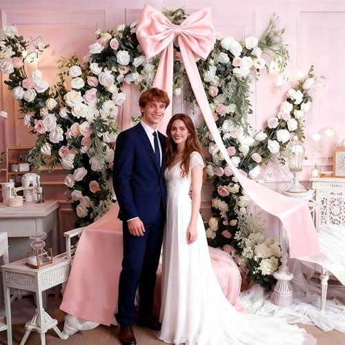 Extra Long Pink Satin Bow Wall Decor (70x20 Inch) for Coquette Room Decor