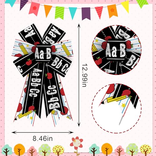 Back to School Wreath Bows - 2 Pack Decorative Teacher Bows for Front Door