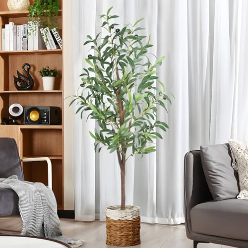 4FT Artificial Olive Tree - Realistic Faux Silk Plant for Home & Office Decor