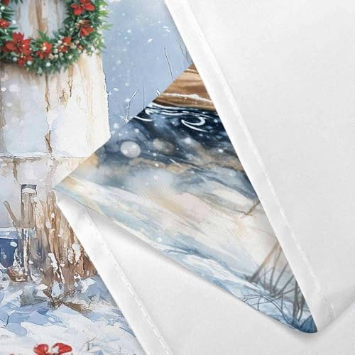 Winter Lighthouse Shower Curtain 70x70 in - White with Hooks | Jipusai