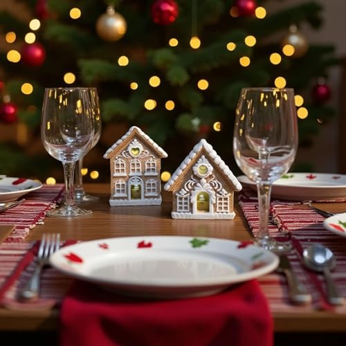 Lighted Gingerbread House Kit - 2-Piece Resin Miniature Christmas Decor