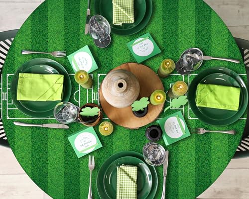 12 Pcs 84in Sports Round Tablecloths - Soccer, Basketball, Football, Golf, Field 6 Styles (Oudain)
