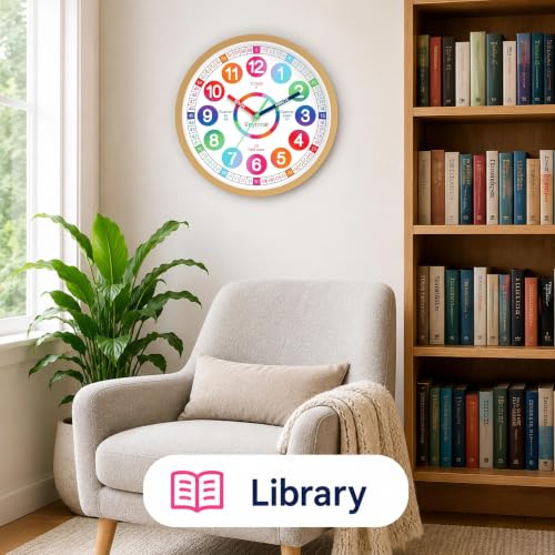 Kids Teaching Wall Clock - 8 Inch Silent Non-Ticking Analog Clock