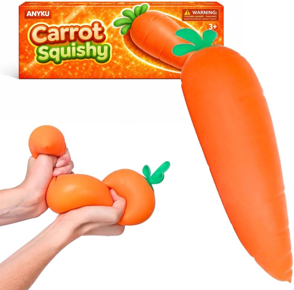 Skiennix Carrot Stress Relief Toy - Realistic Moldable Fidget Ball for Easter Gifts | Giant Size