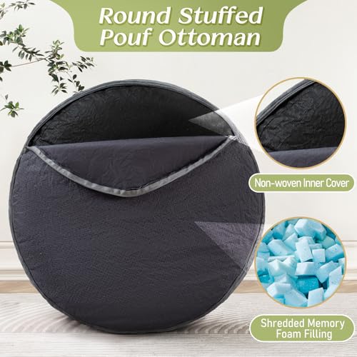 Round Corduroy Footstool Ottoman with High-Density Foam Filling