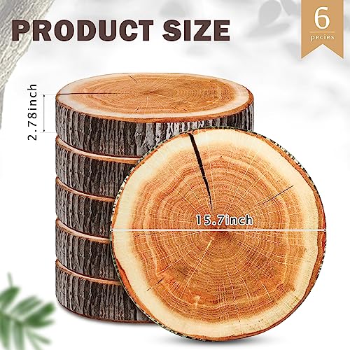6-Piece Wood Slice Throw Pillow Set, 15.75-Inch Realistic Tree Stump Cushions
