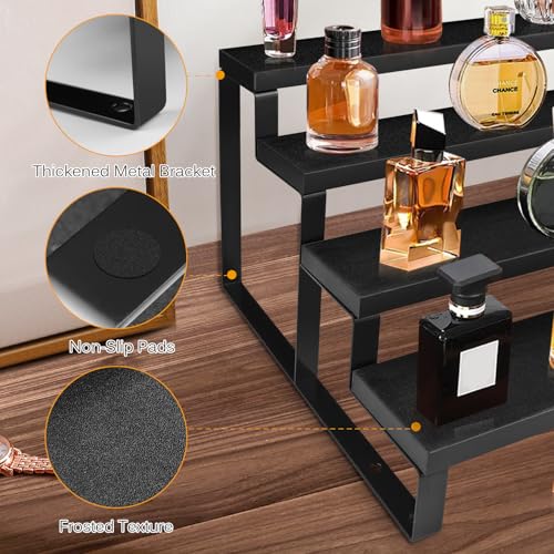 4-Tier Wooden Cologne Organizer Stand for Dresser and Vanity Display