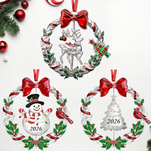 FCDECOR 2026 Christmas Ornament Set Rotatable Holiday Keepsake Decorations