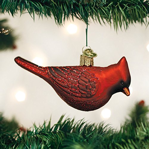 Northern Cardinal Blown Glass Christmas Ornament - Hand-Painted Tree Decor