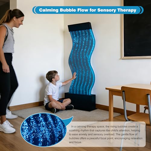 48-Inch S-Curved LED Bubble Wall Fountain with Remote and App Control