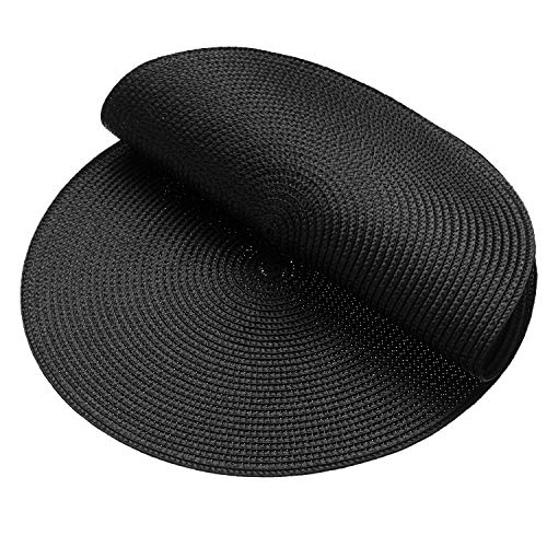 Set of 4 Round Woven Placemats, 15-Inch Heat Resistant Washable Table Mats