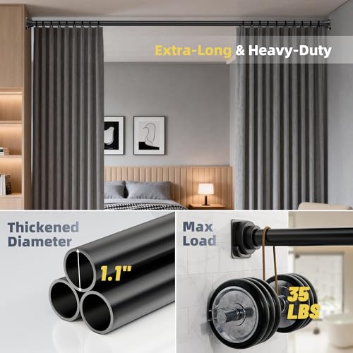 Heavy Duty Adjustable Shower Curtain Rod 31-120 Inch, Rustproof Matte Black