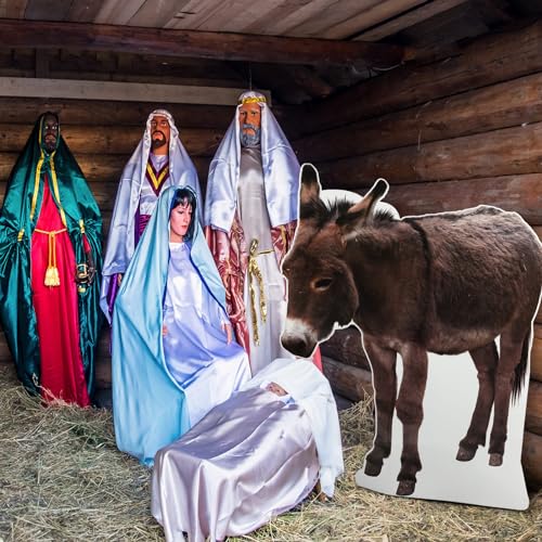 Motiskyy Large Donkey Cardboard Cutout Photo Standee 41.5x49.5in Nativity Decoration