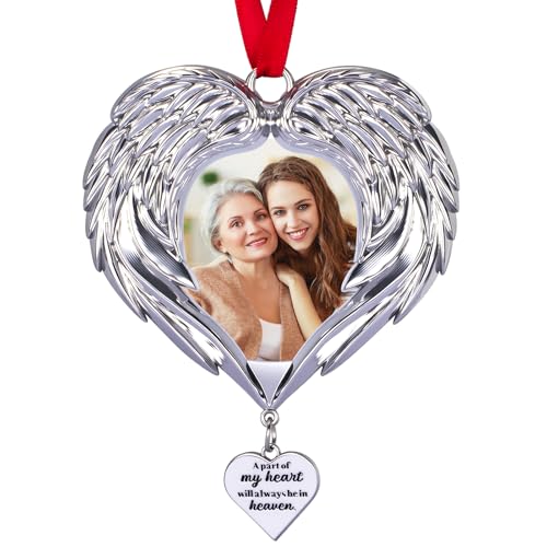 Personalized Angel Wings Memorial Photo Ornament for Christmas - In Memory of Loved Ones in Heaven