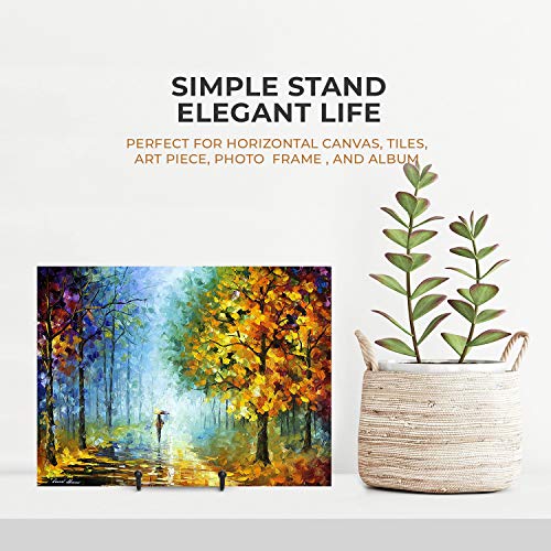 Metal Plate Display Stands, 6-Inch Black Frame Easel Holders (2 Pack)