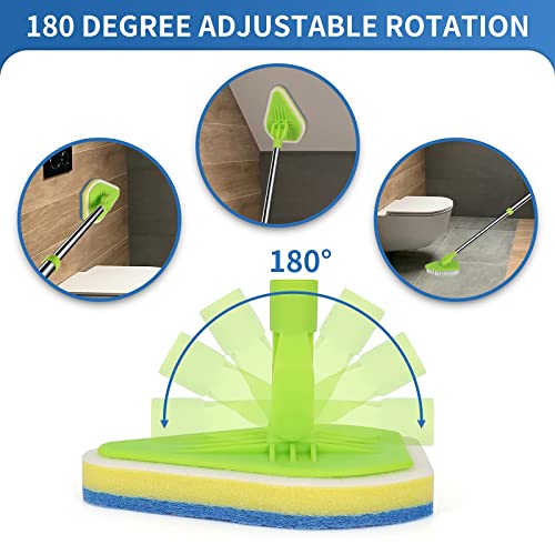 Extendable Shower Scrubber Brush with 37" Long Handle & 4 Cleaning Heads