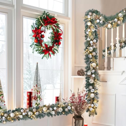 FairyLee 6ft Gold Battery-Operated Christmas Garland with 20 LED Lights & Timer
