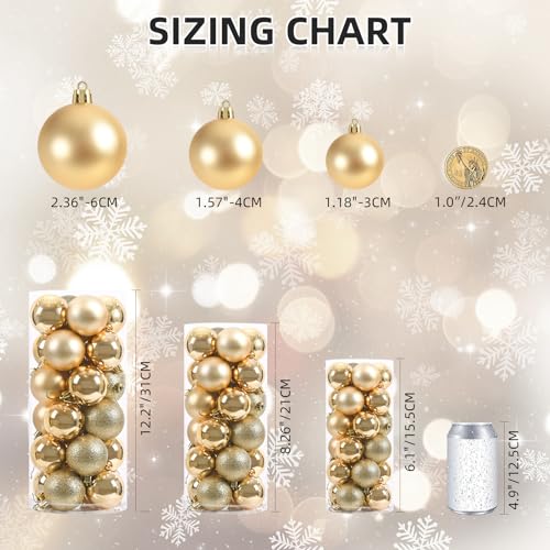 24-Pack Gold Christmas Ball Ornaments - 1.57" Shatterproof Tree Decor