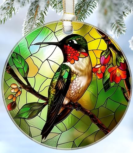 ADVTMQ Hummingbird Stained Glass Christmas Ornament 2026 with Gold Ribbon
