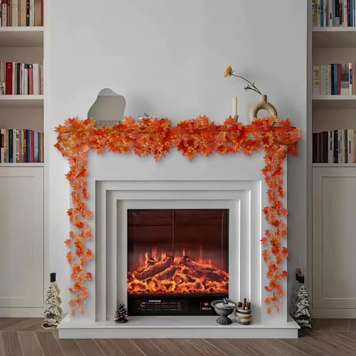 12-Pack Artificial Fall Leaf Garland - 7ft Silk Maple Leaf Vines Decor