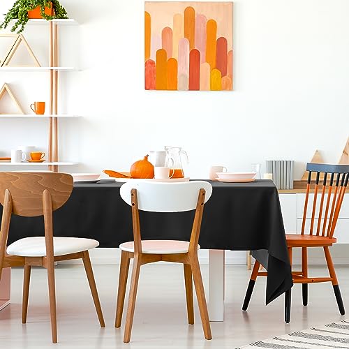 Black Disposable Plastic Tablecloths 2-Pack - 54 x 108" Rectangle Table Covers