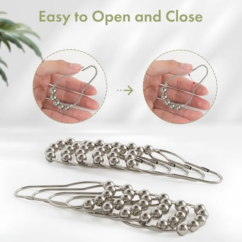 Amazer Rustproof Stainless Steel Shower Curtain Hooks - Polished Nickel Set of 12
