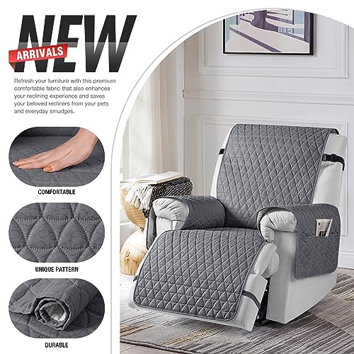 Waterproof Recliner Chair Cover, Non-Slip Dark Gray, 22" Seat Width
