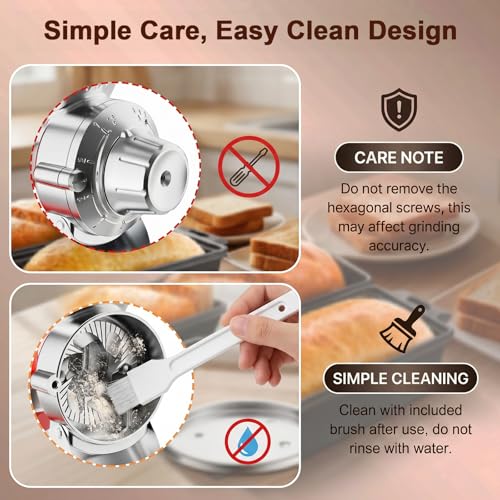 Metal Grain Mill Attachment for Stand Mixers, 9-Level Adjustable Flour Grinder