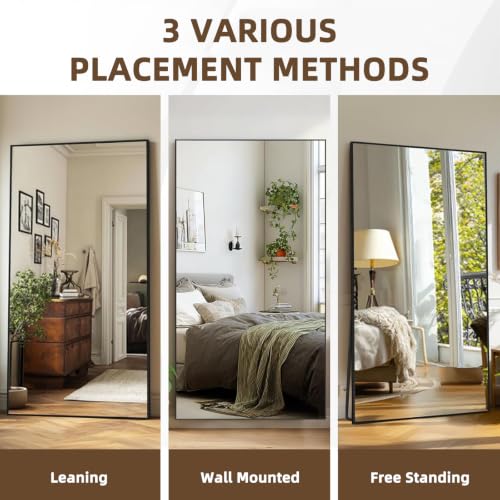 71" x 32" Full Length Floor Mirror, Oversized Aluminum Alloy Frame Mirror