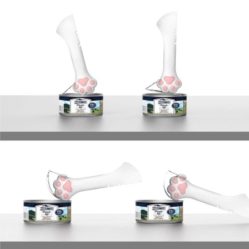2Pcs Silicone Cat Can Spoon for Wet Food -Long Handle Pet Feeding Spoon with Can Opener Lid - 13cm White