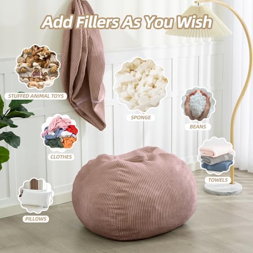 2.5ft Corduroy Bean Bag Chair with Memory Foam Filling - Pink