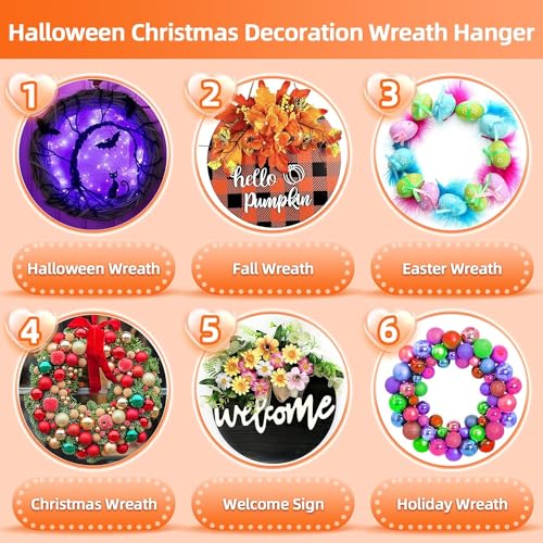 Clear Adhesive Wreath Hangers for Front Door - Heavy-Duty 60lb (10 Pack)