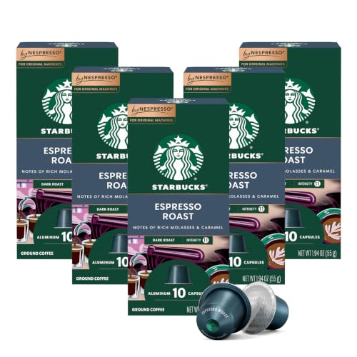Dark Roast Espresso Coffee Pods - 50 Count Recyclable Capsules (5 Pack)