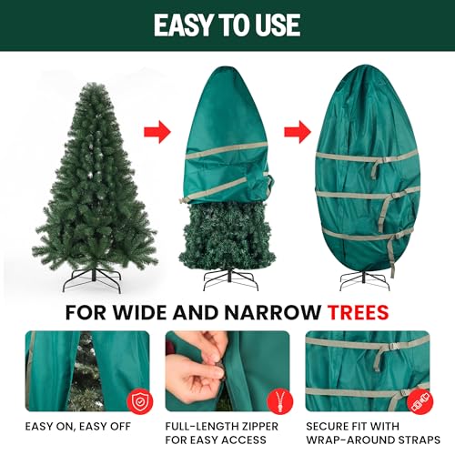 Christmas Tree Storage Bag for 6-9 Ft Artificial Trees, Canvas Cover with Zipper & Straps