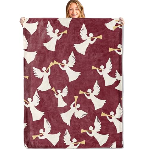 MIEPOS 60x80in Cute Angel Throw Blanket - Ultra Soft Cozy Flannel Gift for Kids & Girls