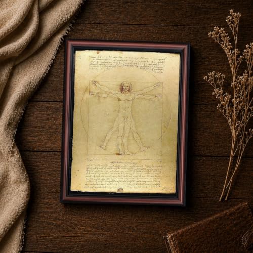 Vitruvian Man Framed Wall Art, 11x14 Renaissance Anatomy Print