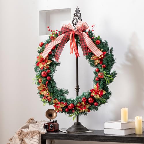 Adjustable Wrought Iron Wreath Stand for Tabletop & Floor Display