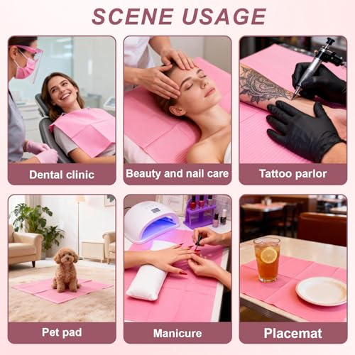 Disposable Nail Mats 40pcs 13x18 Pink Waterproof Desk Protection Sheets
