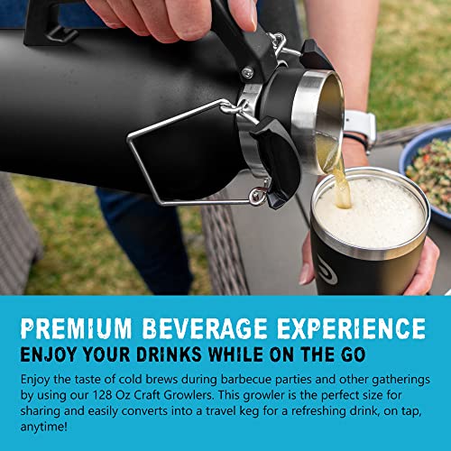 128 oz Insulated Stainless Steel Beer Growler - Airtight Vacuum Tumbler