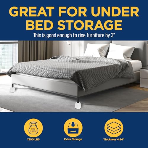 Furniture Risers Set - 4 Non-Slip Bed & Sofa Leg Elevators
